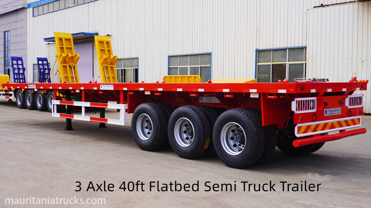 3 Axle 40Ft Flatbed Semi Truck Trailer for Sale in Mauritania
