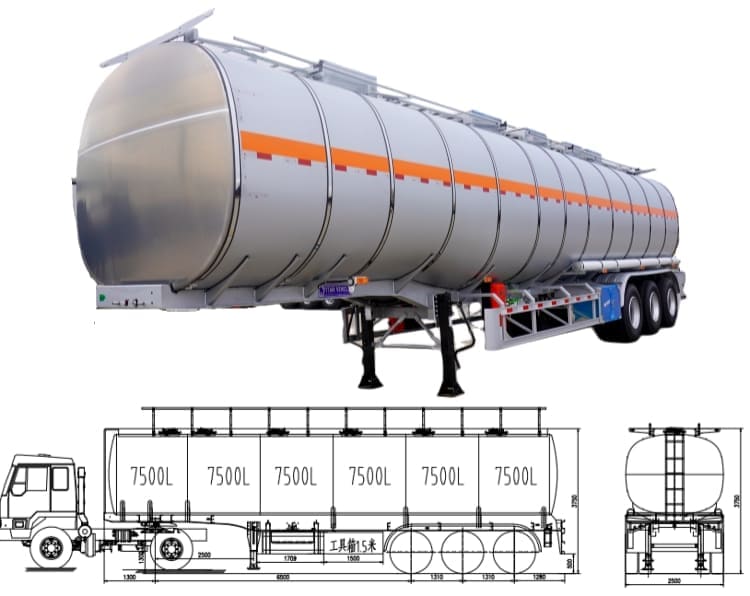 Drawing of fuel tanker trailer