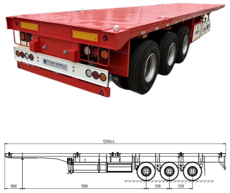 Drawing of 20Ft Flat Bed Trailer
