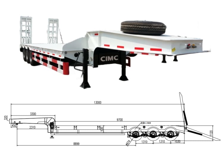 3 Axle Trailer Lowbed Truck