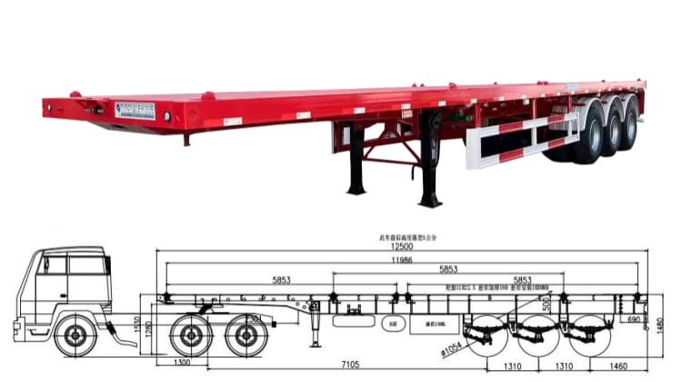 40Ft Flat Bed Semi Trailer