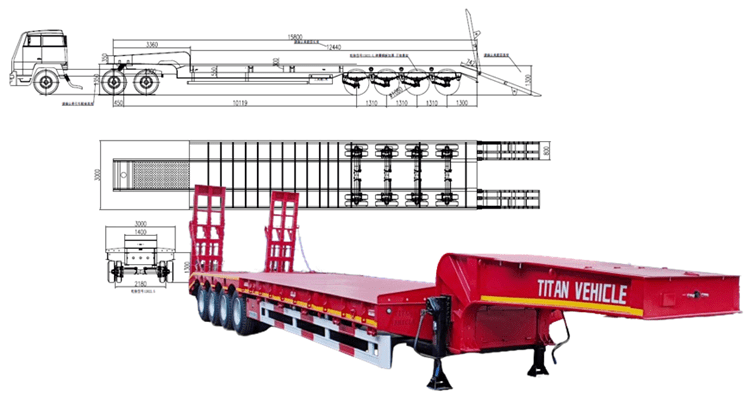 4 Axle 100 Tons Semi Lowbed Trailer for Sale in Mauritania nouadhibou