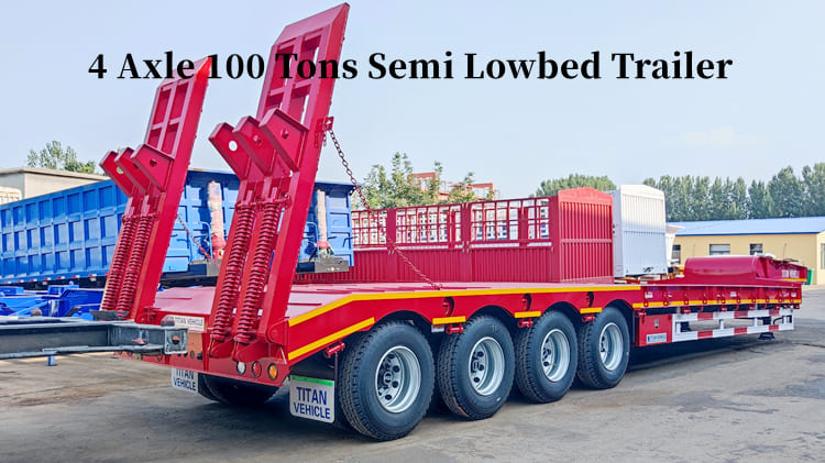 4 Axle 100 Tons Semi Lowbed Trailer for Sale in Mauritania nouadhibou