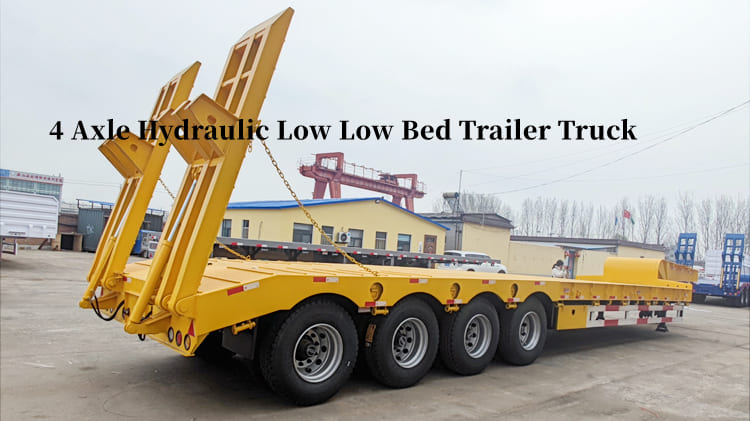 Hydraulic Low Low Bed Trailer Truck Price in Mauritania | 4 Axle Truck Trailer Low Bed in Mauritania