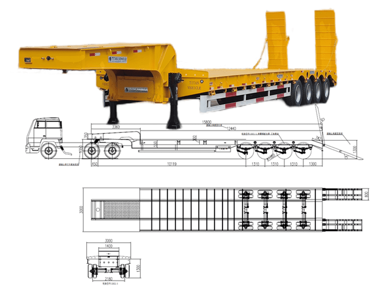 Hydraulic Low Low Bed Trailer Truck Price in Mauritania | 4 Axle Truck Trailer Low Bed in Mauritania