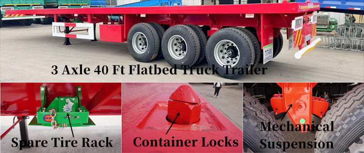 3 Axle 40 Ft Flatbed Truck Trailer | Flatbed Semi Truck Trailer for Sale in Mauritania