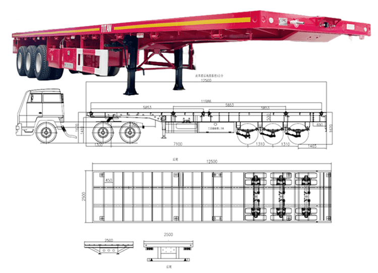 3 Axle 40 Ft Flatbed Truck Trailer | Flatbed Semi Truck Trailer for Sale in Mauritania