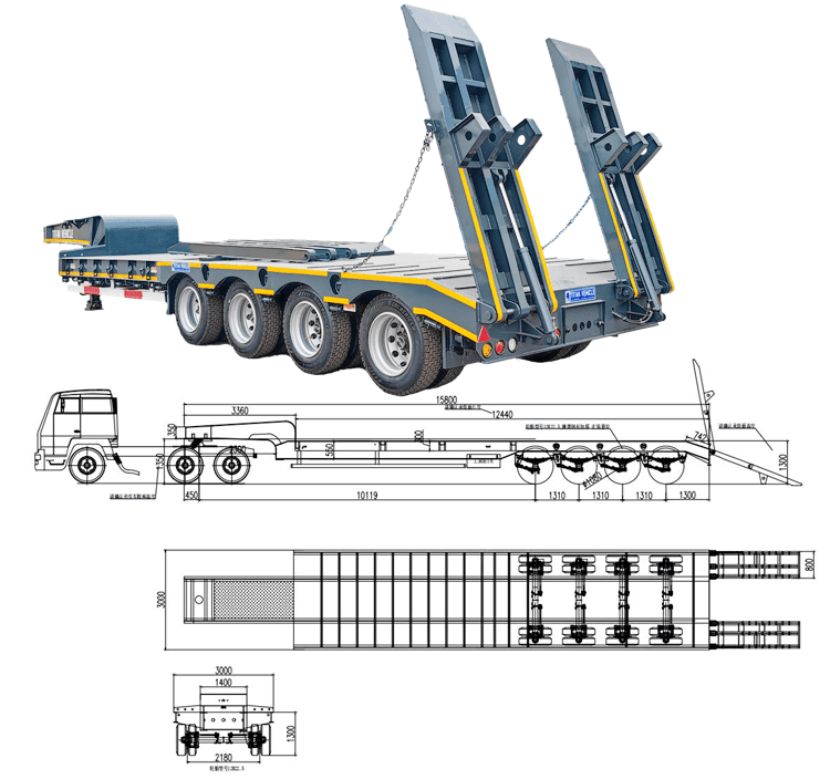100 Tons Low Low Bed Trailer for Sale in Mauritania