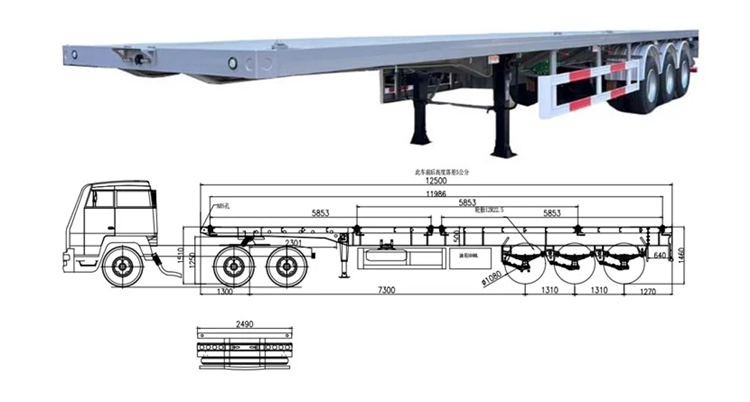 New 3 Axle 40ft Flat Bed Semi Trailer for Sale in Mauritania, Nouakchott