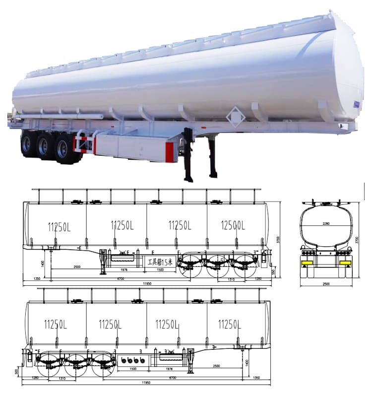 45000 Liters Diesel Fuel Tanker Trailer for Sale in Mauritania, Nouakchott