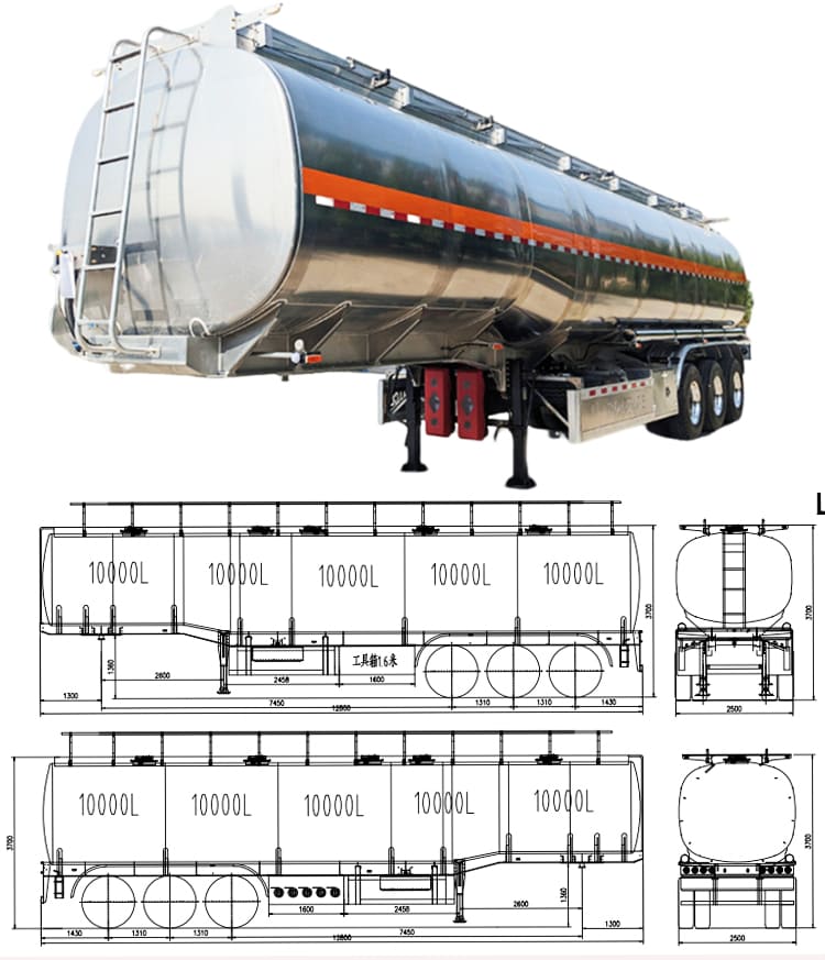 50000 Liters Aluminum Fuel Tanker Trialer for Sale in Mauritania, Nouakchott