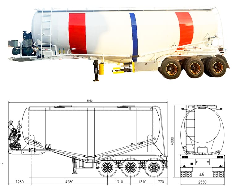 3 Axle Dry Bulker Cement Tanker Trailer for Sale in Mauritania, Nouadhibou