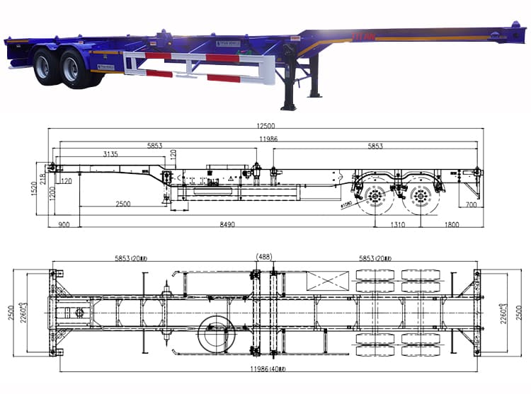 2 Axle Container Chassis Trailer for Sale in Mauritania, Nouadhibou