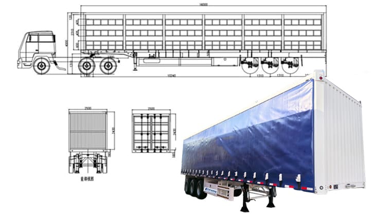 Tri Axle 40Ft Enclosed Box Semi Trailer for Sale in Mauritania, Nouakchott